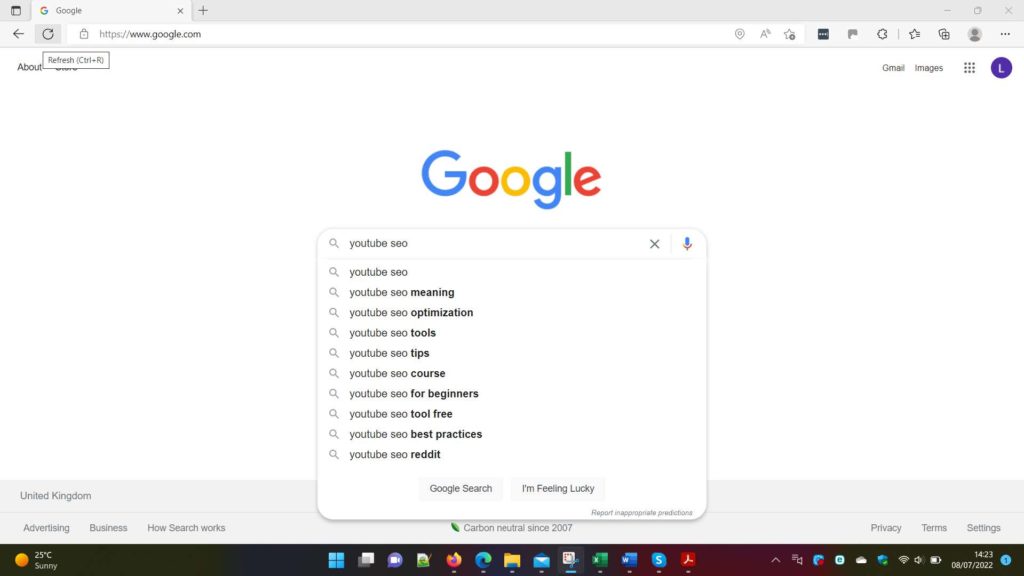 Image of google search engine
